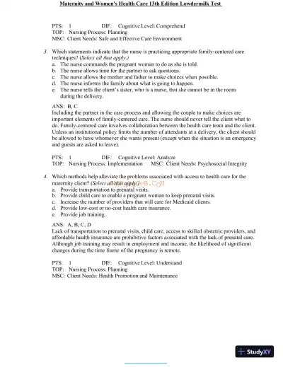 Test Bank for Maternity and Women's Health Care, 13th Edition (Chapters 1-37) - Page 10 preview image