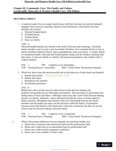 Test Bank for Maternity and Women's Health Care, 13th Edition (Chapters 1-37) - Page 11 preview image