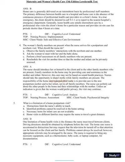 Test Bank for Maternity and Women's Health Care, 13th Edition (Chapters 1-37) - Page 12 preview image