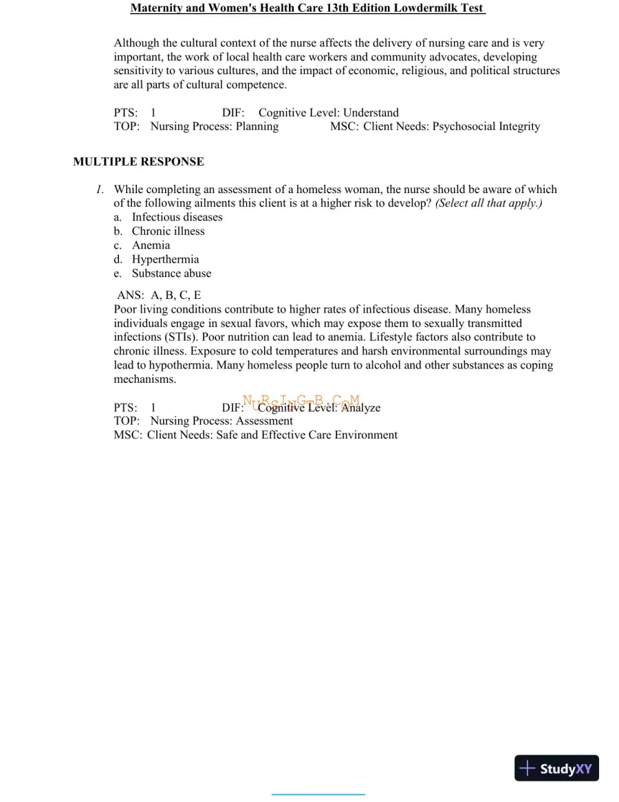 Test Bank for Maternity and Women's Health Care, 13th Edition (Chapters 1-37), page 17