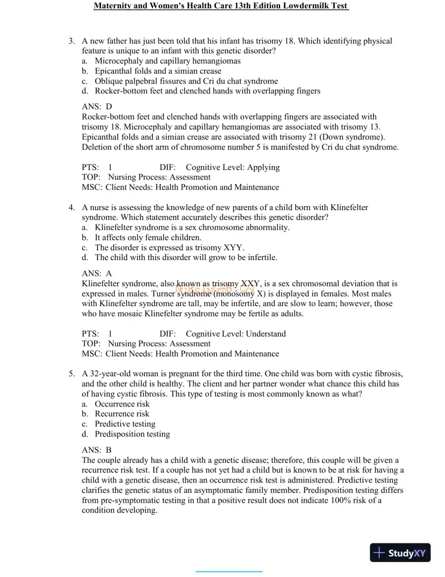 Test Bank for Maternity and Women's Health Care, 13th Edition (Chapters 1-37), page 19
