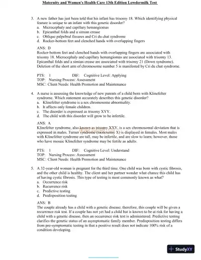 Test Bank for Maternity and Women's Health Care, 13th Edition (Chapters 1-37) - Page 19 preview image