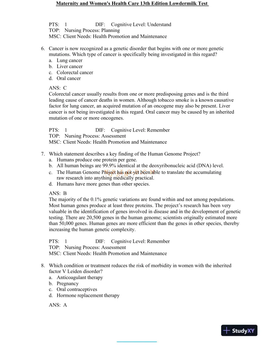 Test Bank for Maternity and Women's Health Care, 13th Edition (Chapters 1-37), page 20
