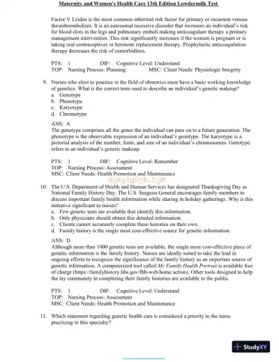 Test Bank for Maternity and Women's Health Care, 13th Edition (Chapters 1-37) - Page 21 preview image