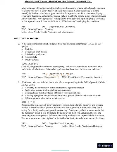 Test Bank for Maternity and Women's Health Care, 13th Edition (Chapters 1-37) - Page 23 preview image