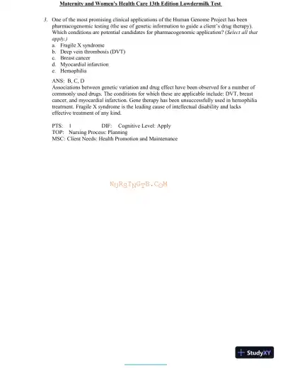 Test Bank for Maternity and Women's Health Care, 13th Edition (Chapters 1-37) - Page 24 preview image