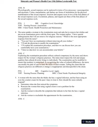 Test Bank for Maternity and Women's Health Care, 13th Edition (Chapters 1-37) - Page 26 preview image