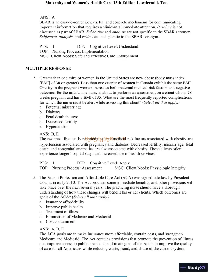 Test Bank for Maternity and Women's Health Care, 13th Edition (Chapters 1-37), page 9