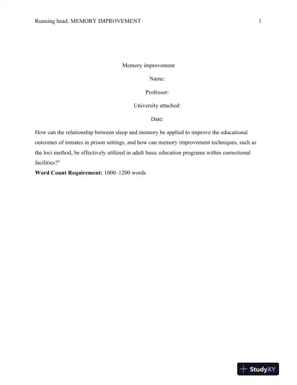 Enhancing Memory Retention and Learning Outcomes in Prison Education: The Role of Sleep and the Loci Method - Page 1 preview image