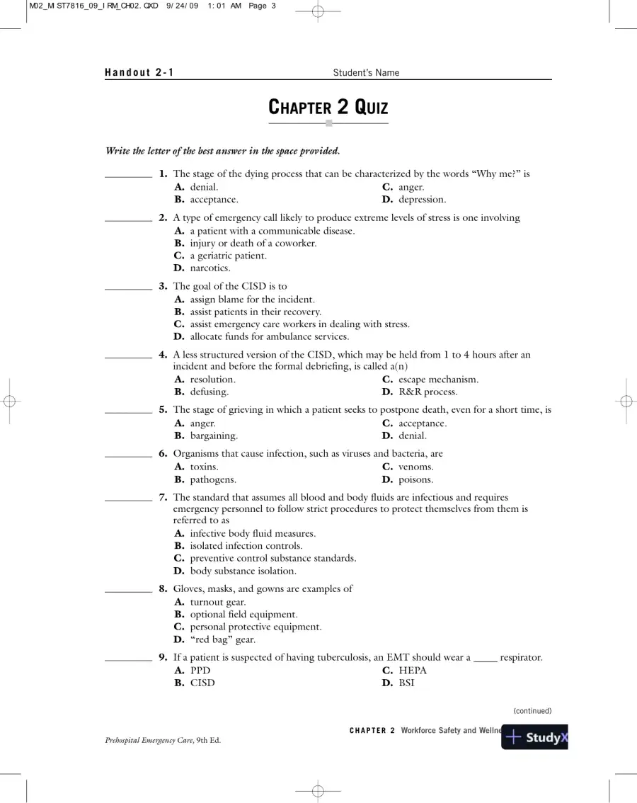 Test Bank For Prehospital Emergency Care, 9th Edition, page 9