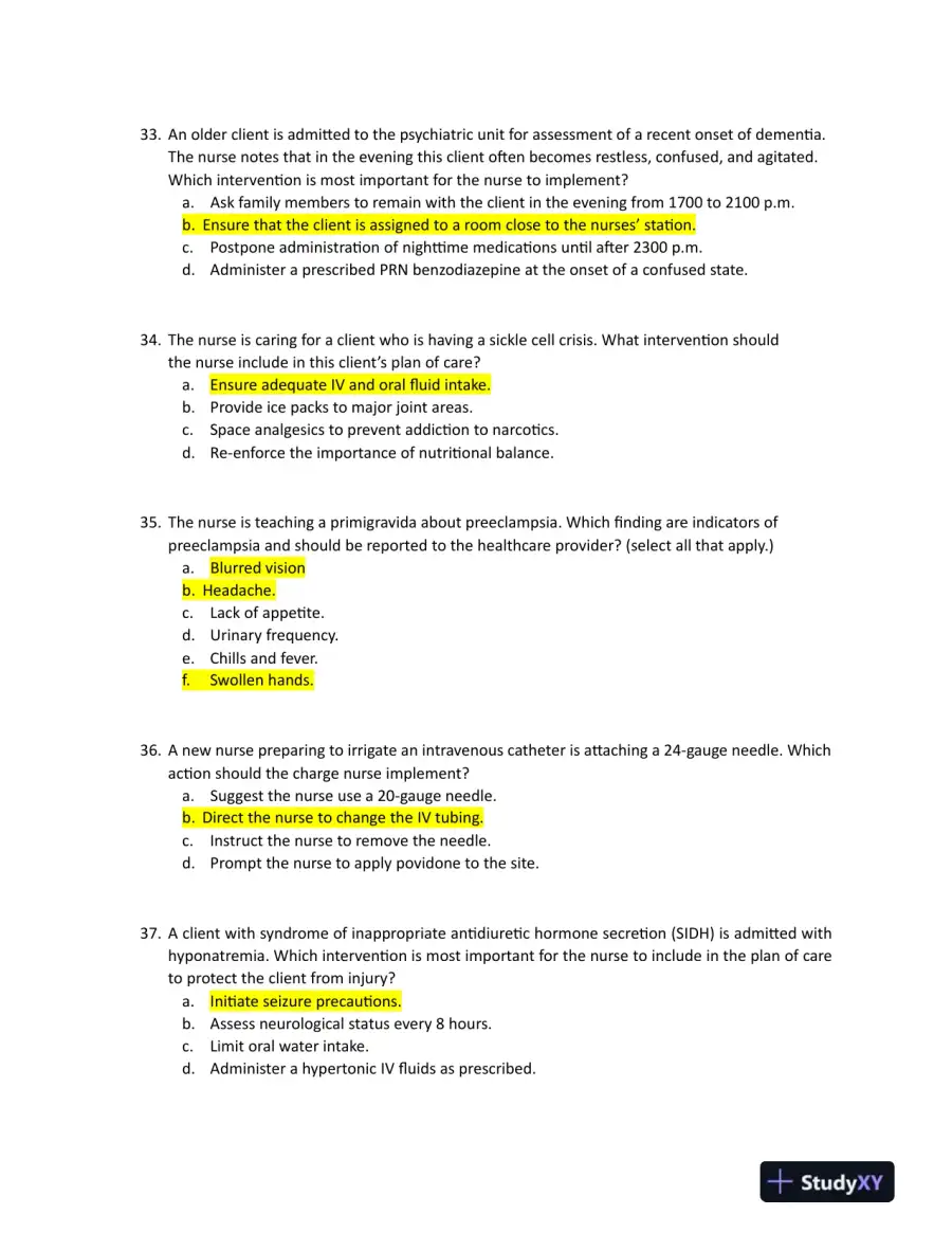 2022 HESI Nevada State College RN Management Information System Exit Real Exam Version 3 With Answers (161 Solved Questions), page 11