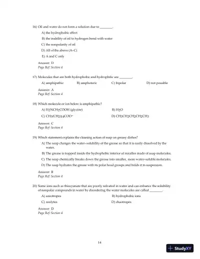 Test Bank For Principles Of Biochemistry, 4th Edition - Page 16 preview image