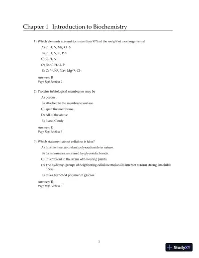 Test Bank For Principles Of Biochemistry, 4th Edition - Page 3 preview image