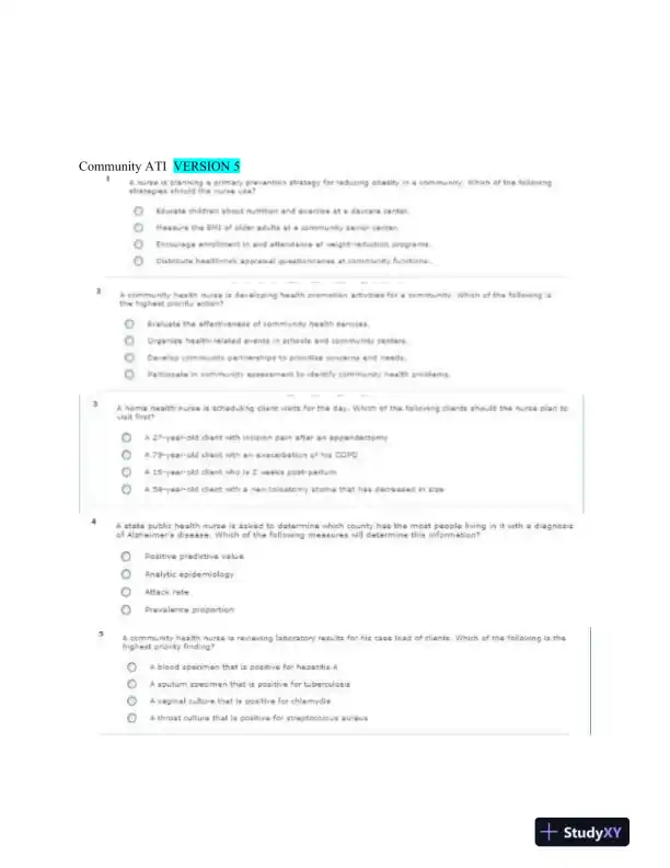 ATI PN Proctored Exam with Answers (55 Solved Questions) - Page 1 preview image