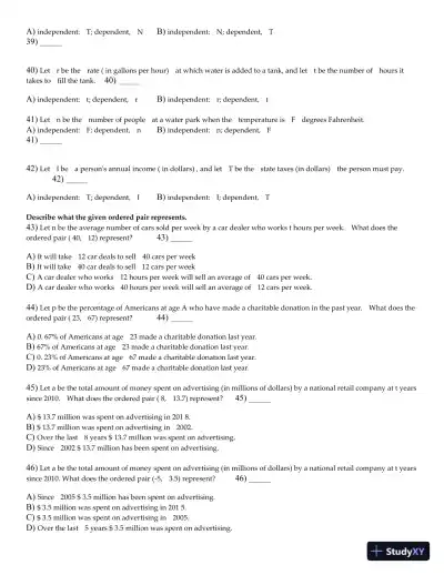 Test Bank for Elementary and Intermediate Algebra Functions and Authentic Applications, 3rd Edition - Page 16 preview image
