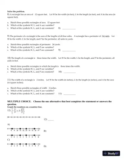 Test Bank for Elementary and Intermediate Algebra Functions and Authentic Applications, 3rd Edition - Page 3 preview image