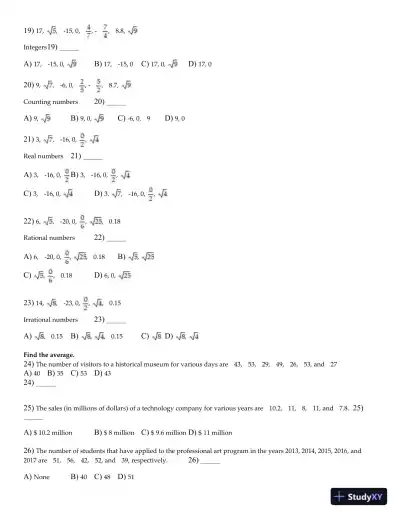 Test Bank for Elementary and Intermediate Algebra Functions and Authentic Applications, 3rd Edition - Page 6 preview image