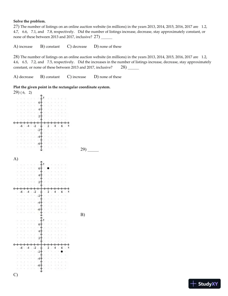 Test Bank for Elementary and Intermediate Algebra Functions and Authentic Applications, 3rd Edition, page 7
