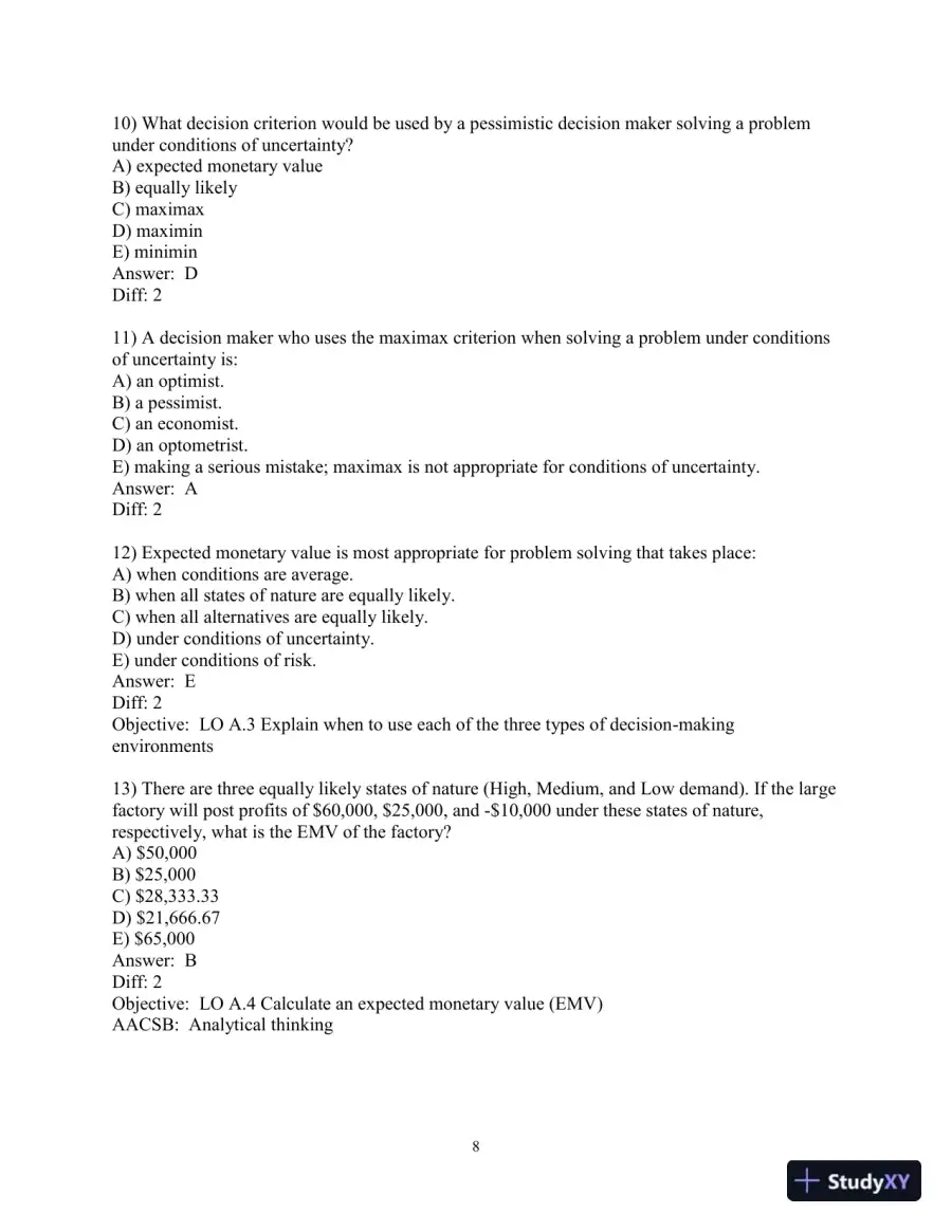 Test Bank for Principles Of Operations Management: Sustainability And Supply Chain Management, 11th Edition, page 9