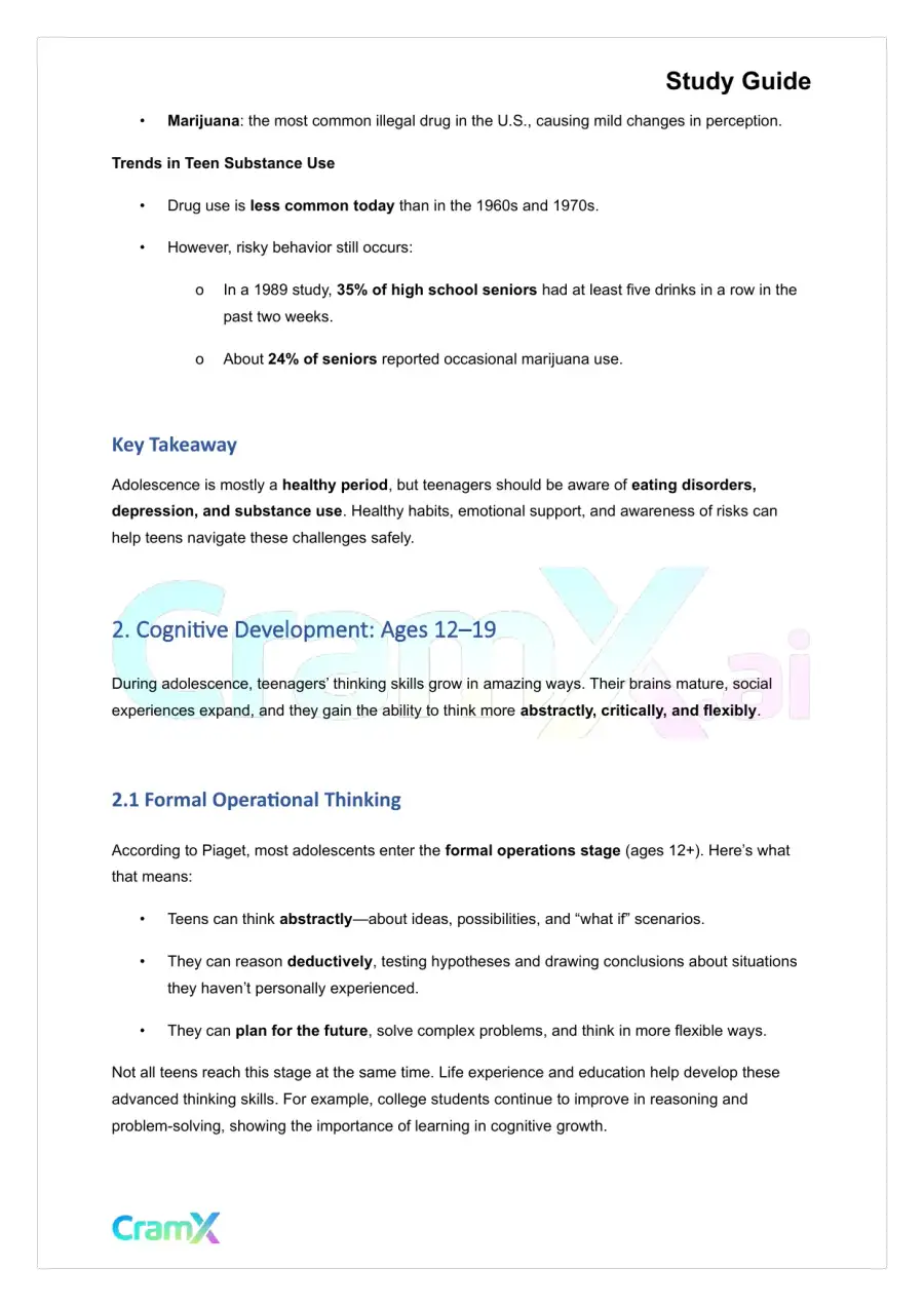 Developmental Psychology - Physical, Cognitive Development Age 12+, page 3