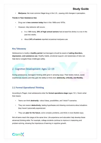 Developmental Psychology - Physical, Cognitive Development Age 12+ - Page 3 preview image