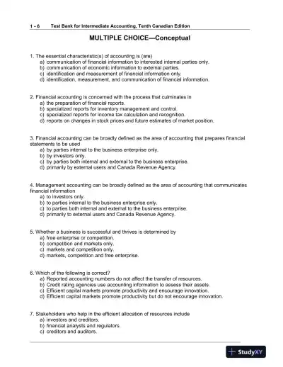 Intermediate Accounting, 10th Edition Test Bank - Page 7 preview image
