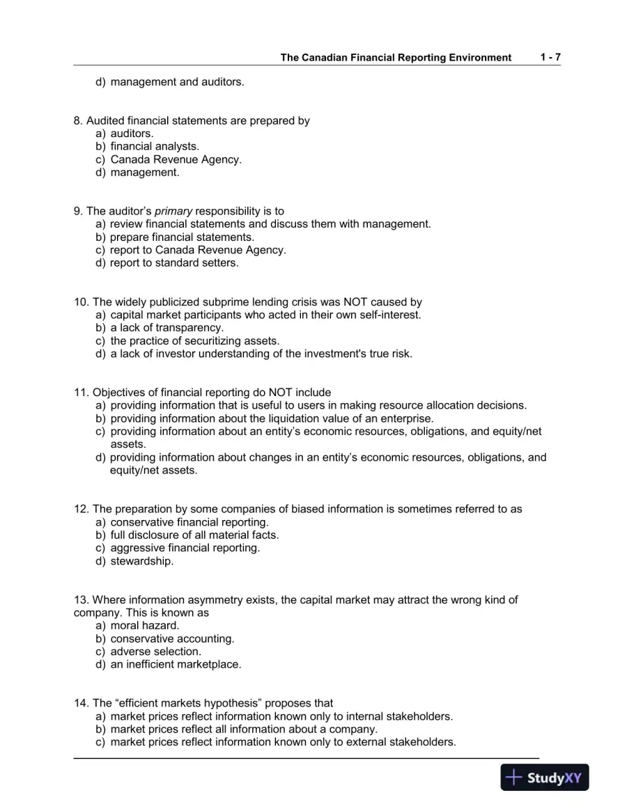 Intermediate Accounting, 10th Edition Test Bank, page 8