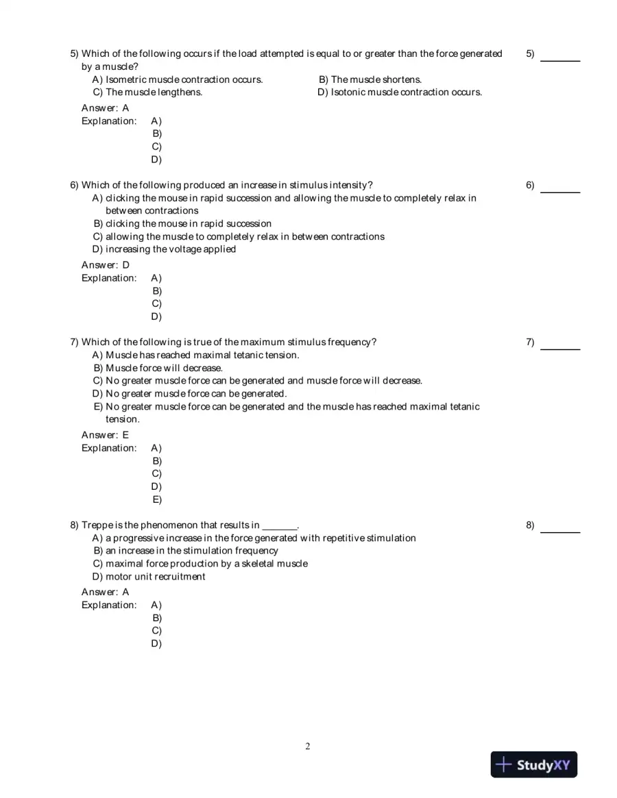PhysioEx 9.1: Laboratory Simulations In Physiology , 1st Edition Test Bank, page 14