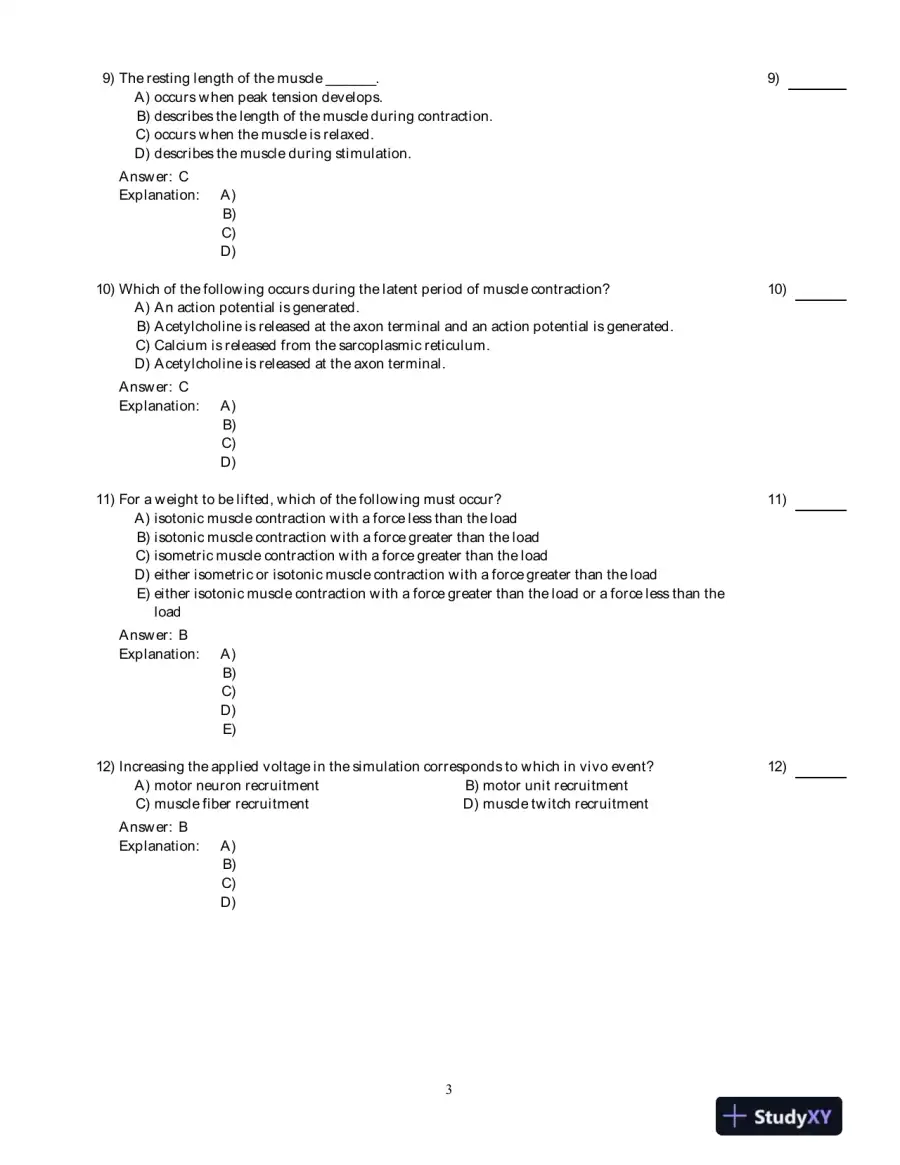PhysioEx 9.1: Laboratory Simulations In Physiology , 1st Edition Test Bank, page 15