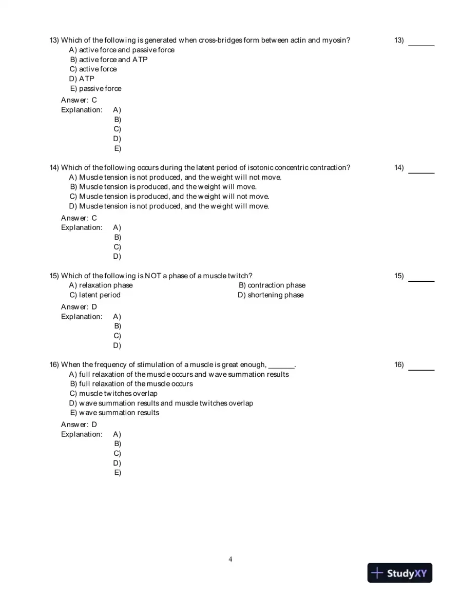 PhysioEx 9.1: Laboratory Simulations In Physiology , 1st Edition Test Bank, page 16