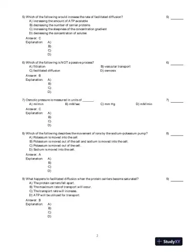 PhysioEx 9.1: Laboratory Simulations In Physiology , 1st Edition Test Bank - Page 3 preview image