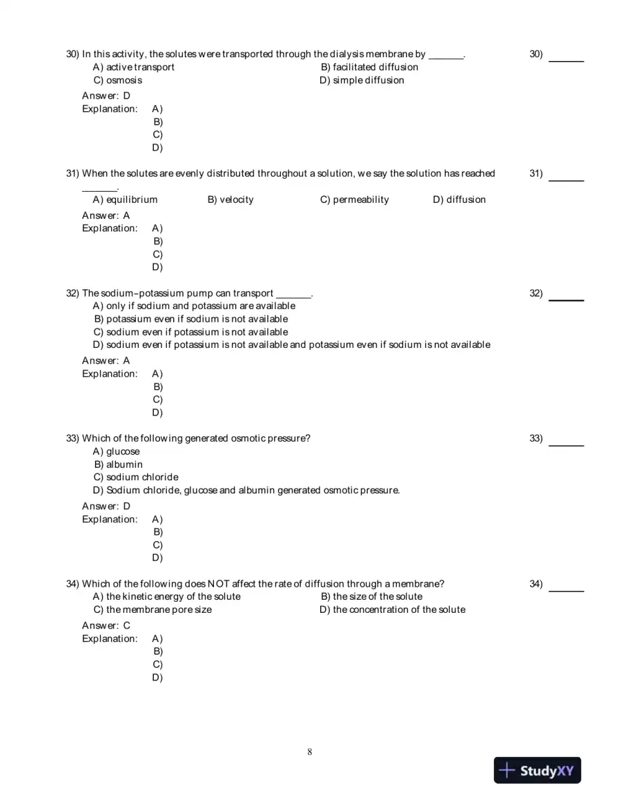 PhysioEx 9.1: Laboratory Simulations In Physiology , 1st Edition Test Bank, page 9