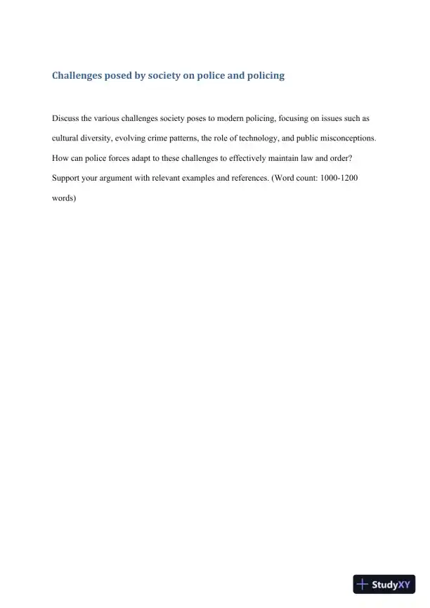 Challenges Posed By Society On Police And Policing - Page 1 preview image
