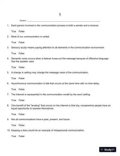 COMMUNICATING EFFECTIVELY 11th Edition Test Bank - Page 1 preview image