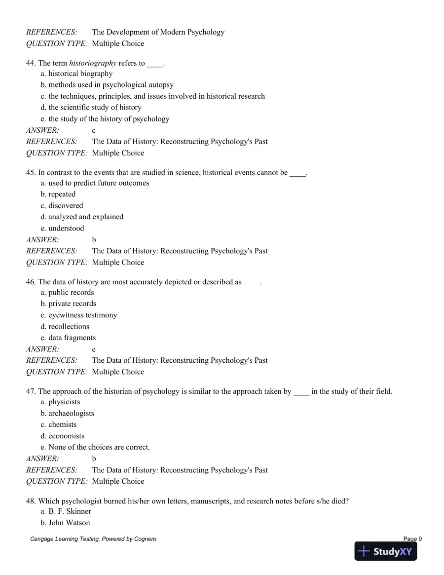 A History of Modern Psychology 11th Edition Test Bank, page 10