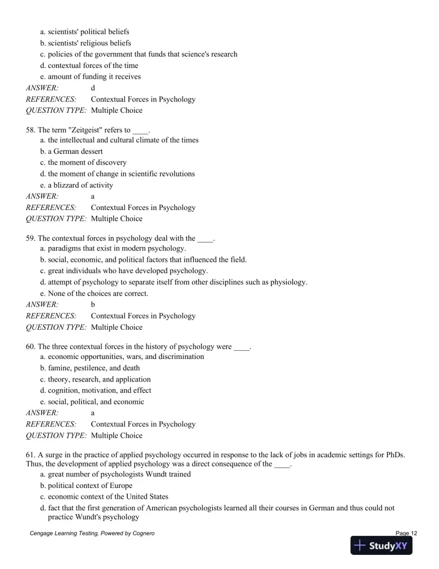 A History of Modern Psychology 11th Edition Test Bank, page 13
