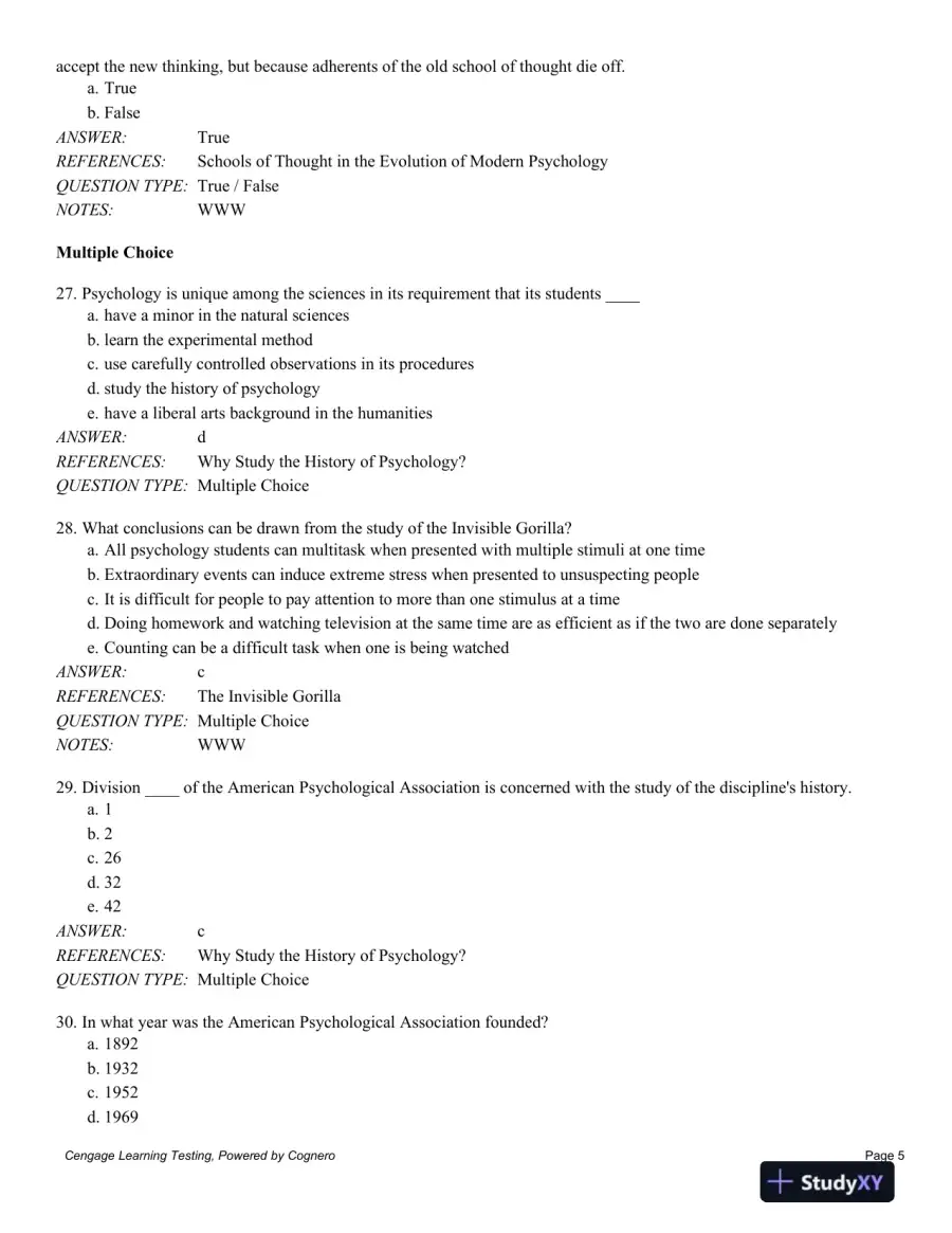 A History of Modern Psychology 11th Edition Test Bank, page 6