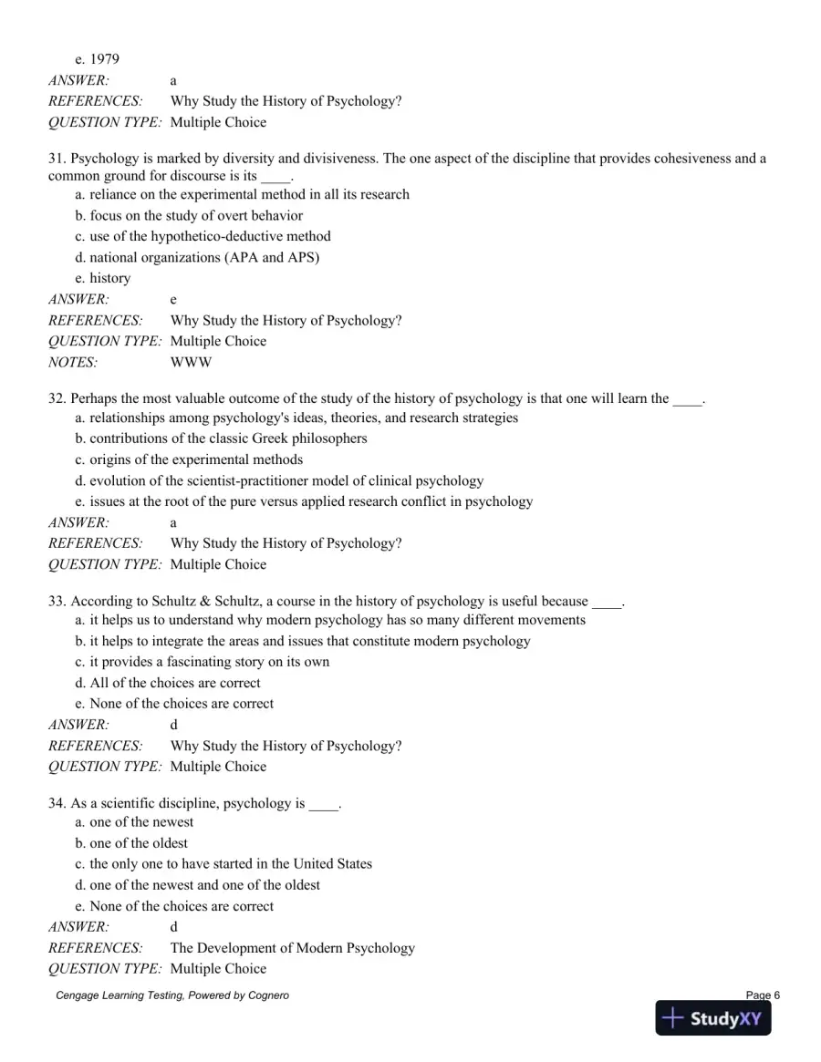 A History of Modern Psychology 11th Edition Test Bank, page 7