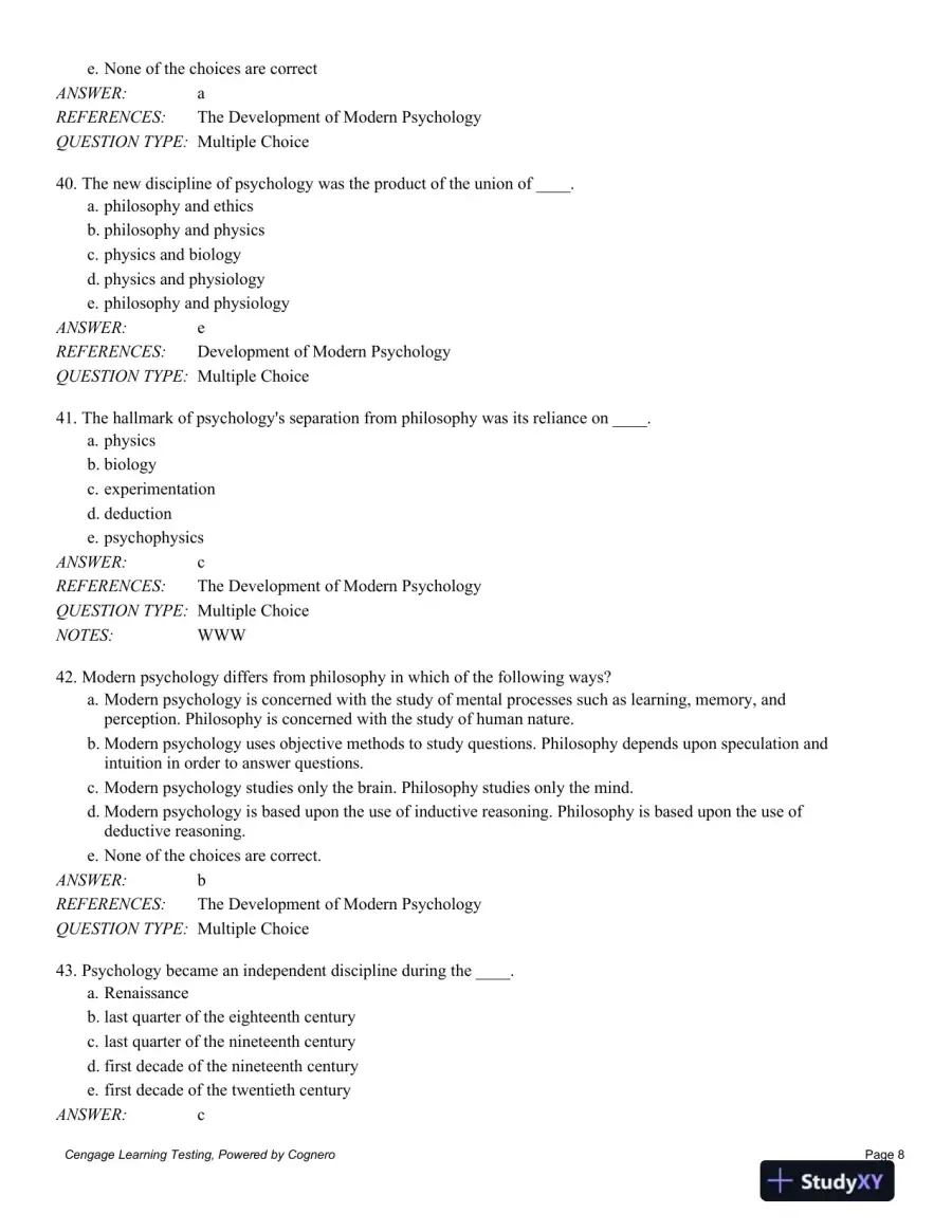 A History of Modern Psychology 11th Edition Test Bank, page 9