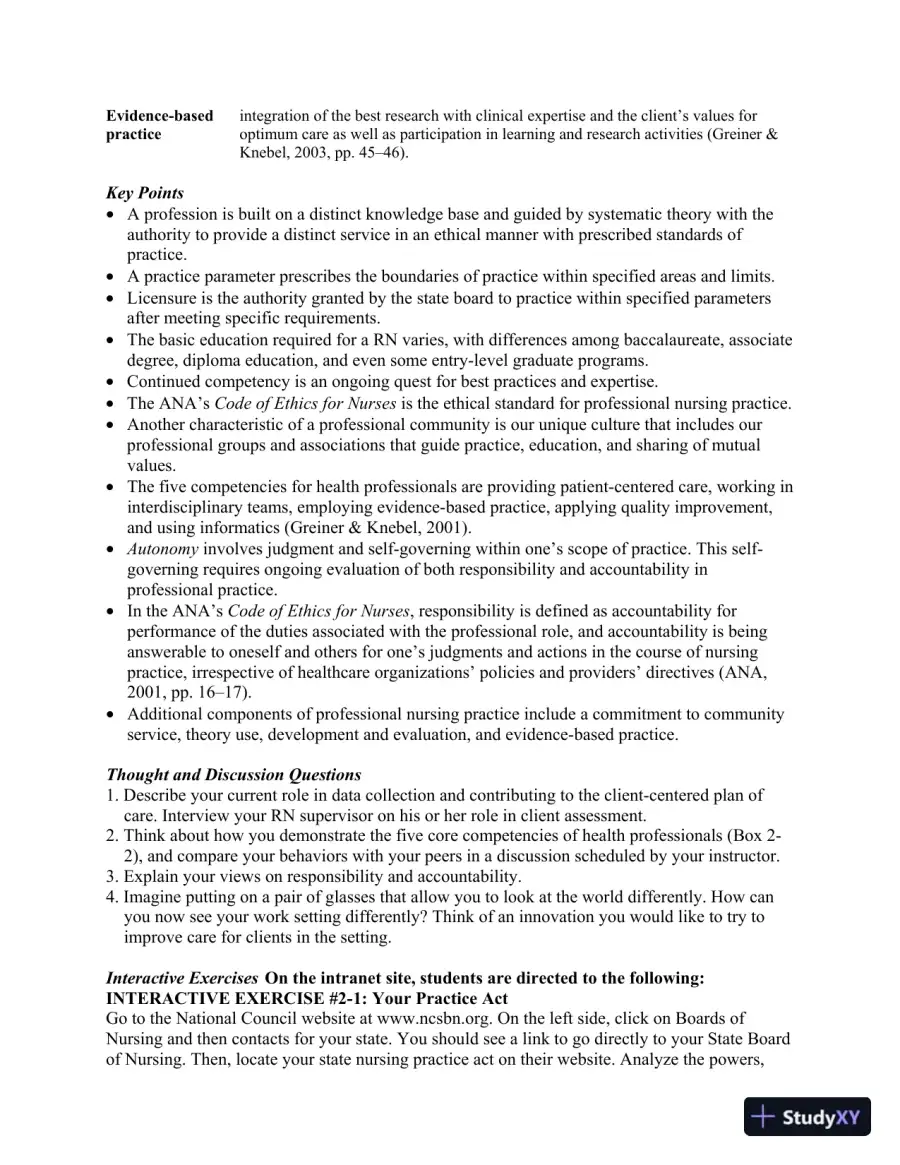 Making The Transition From LPN To RN, 1st Edition Class Notes, page 10