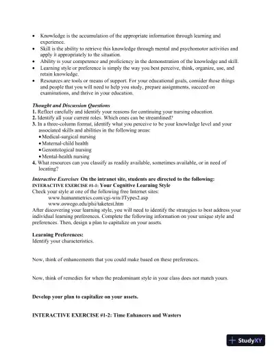 Making The Transition From LPN To RN, 1st Edition Class Notes - Page 4 preview image