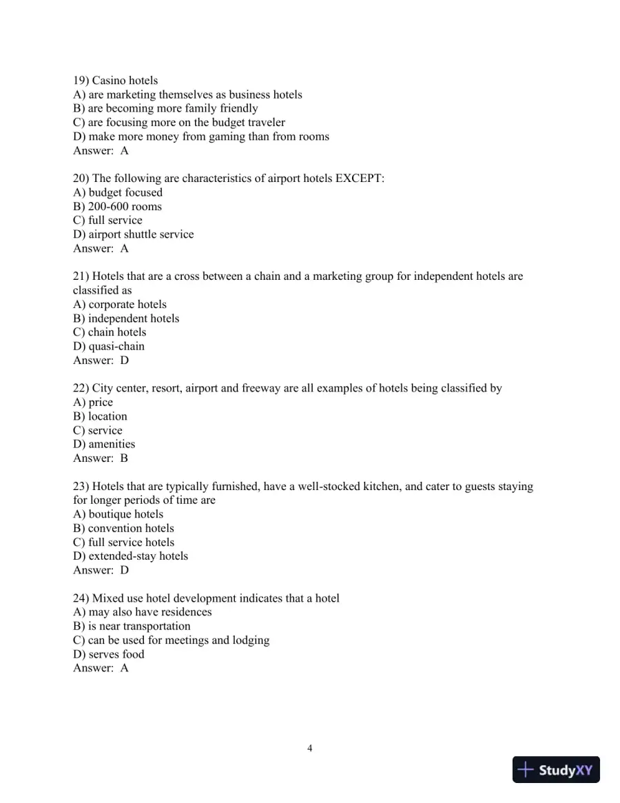 Test Bank for Introduction to Hospitality , 8th Edition, page 11