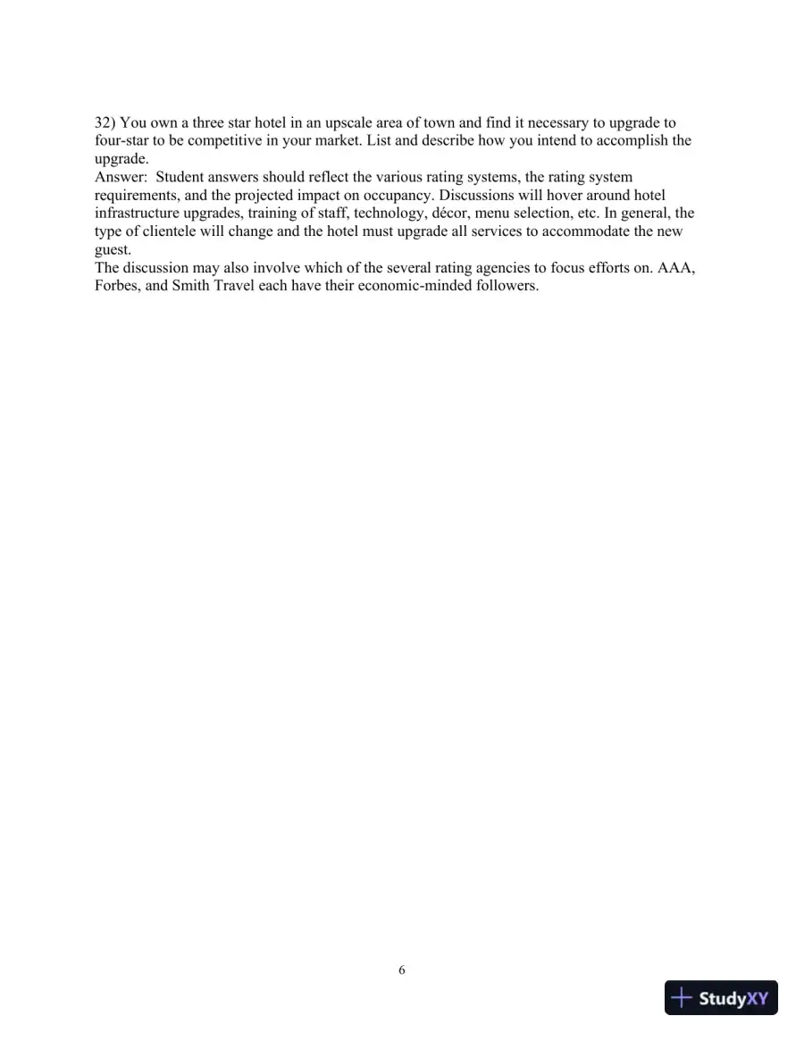 Test Bank for Introduction to Hospitality , 8th Edition, page 13