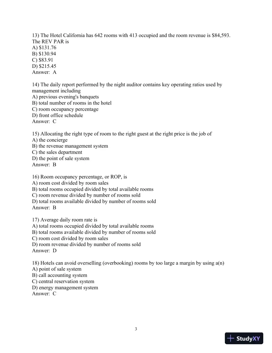Test Bank for Introduction to Hospitality , 8th Edition, page 16