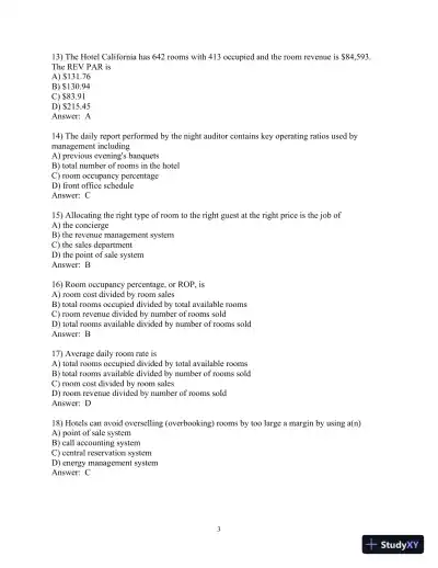 Test Bank for Introduction to Hospitality , 8th Edition - Page 16 preview image