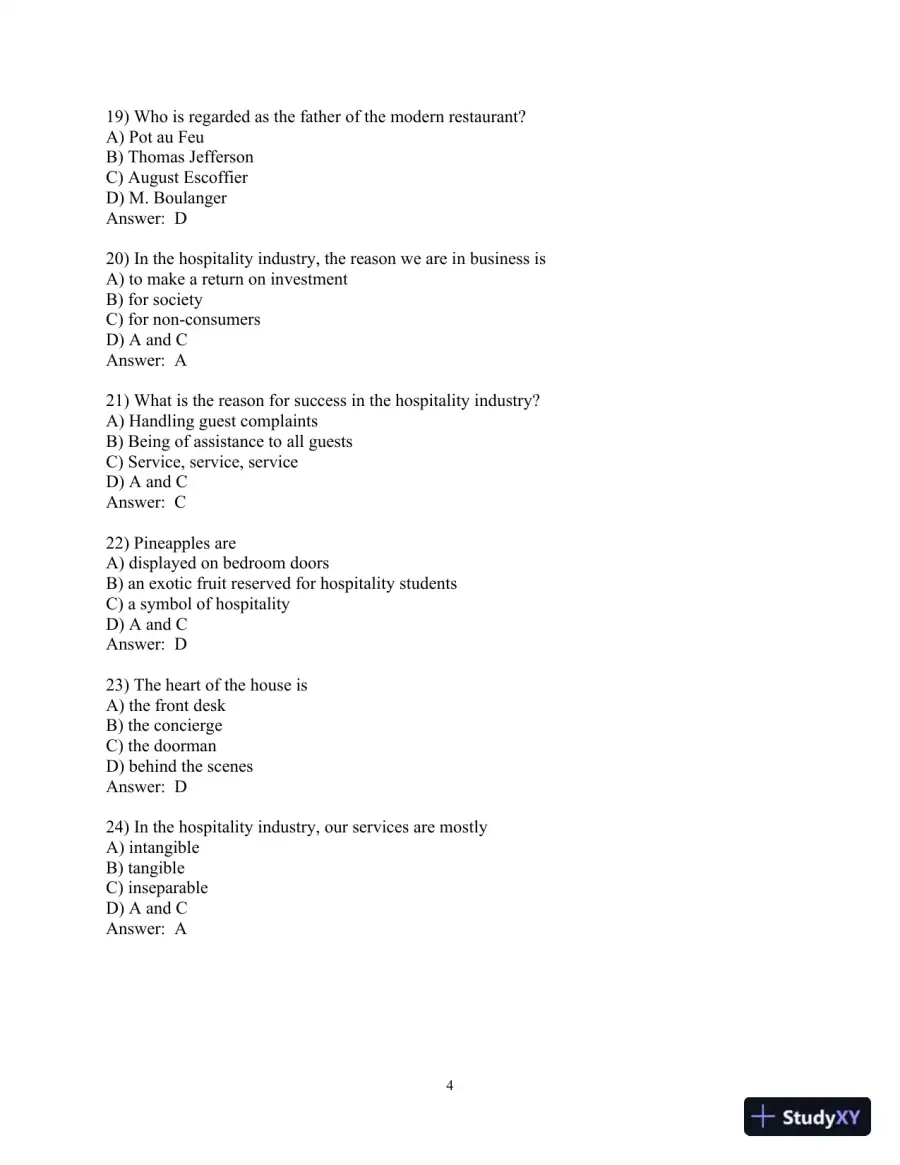 Test Bank for Introduction to Hospitality , 8th Edition, page 5