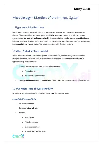 Microbiology - Disorders of the Immune System - Page 1 preview image