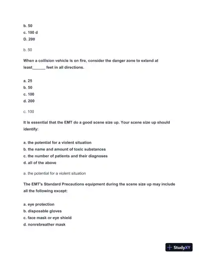 2024-2025 EMT FISDAP Readiness Practice Exam with Answers (161 Solved Questions) - Page 11 preview image