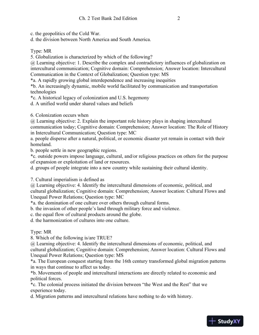 Intercultural Communication: Globalization and Social Justice Second Edition Test Bank, page 11