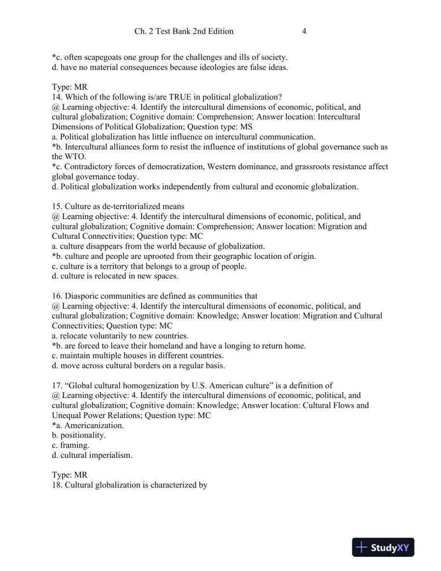 Intercultural Communication: Globalization and Social Justice Second Edition Test Bank, page 13